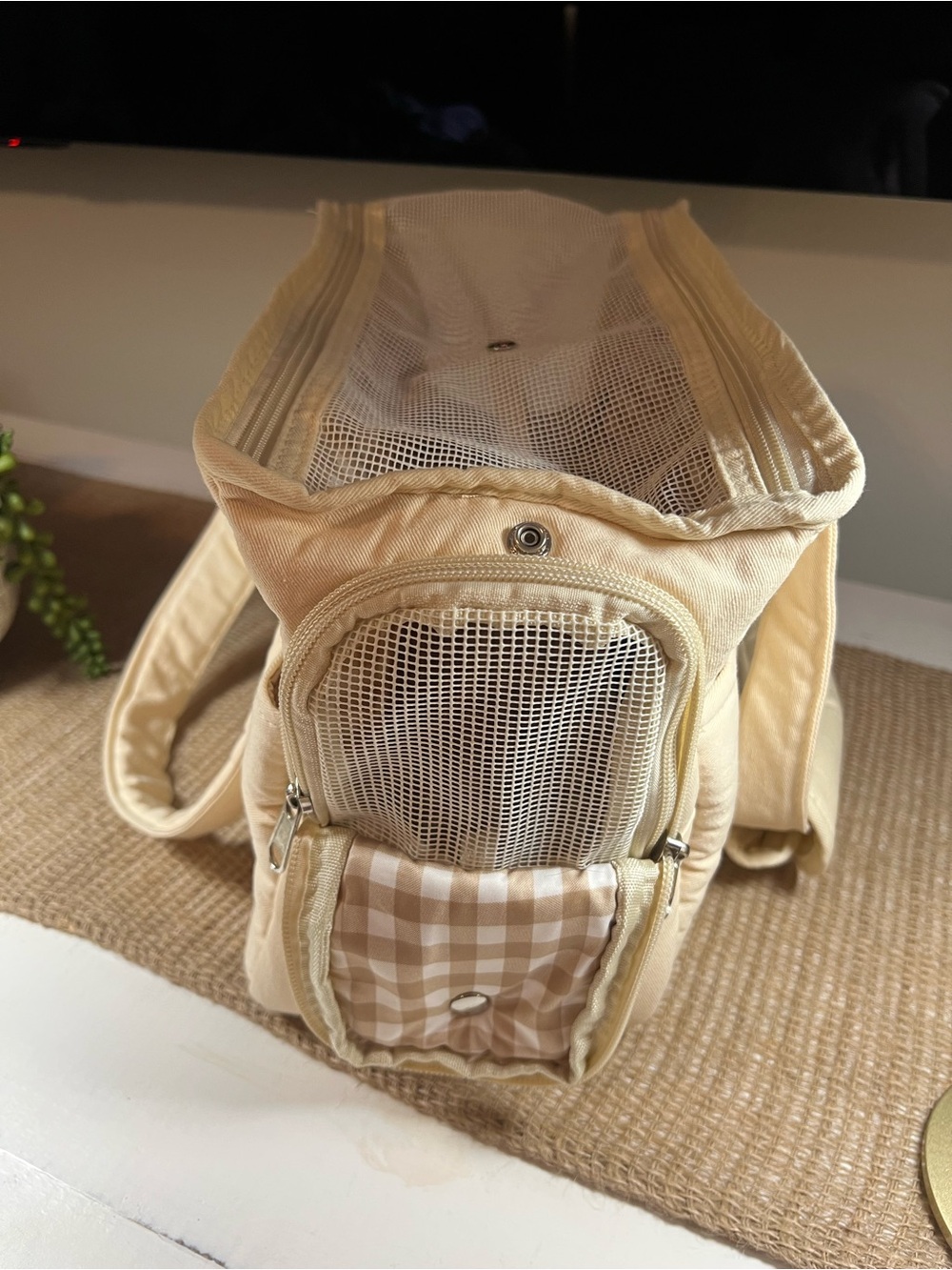 ONECUTE brand Cream small dog/cat carrier Bag with Dual Handles.